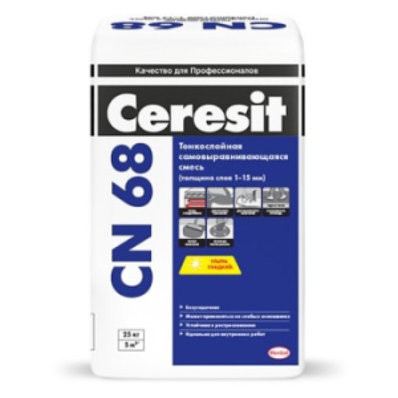 Самовыравнивающаяся смесь для пола Ceresit CN 68 (1-15 мм) (25кг)