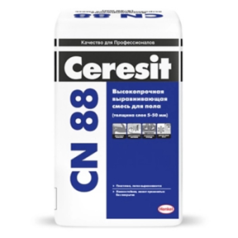 Высокопрочная выравнивающая смесь для пола Ceresit CN 88 (5-50 мм) 25 кг